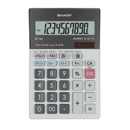 Számológép asztali 10 számjegyes Sharp ELM711PGGY fehér