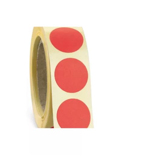 Etikett címke, 38mm, körcímke tekercses 1000 db/tekercs fluo piros