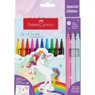   Rostirón, filctoll készlet, kastélyos UNIKORNIS + matrica Faber-Castell 10+3 klf. szín