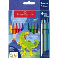   Rostirón, filctoll készlet, kastélyos DINOSZAURUSZ + matrica Faber-Castell 10+3 klf. szín