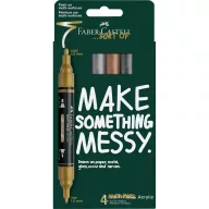   Akril marker készlet, kétvégű MULTIMARK metálszínek Faber-Castell arany, ezüst, réz, acélszürke 4klf. szín