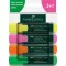 Szövegkiemelő készlet 1-5mm vágott papír dobozban Faber-Castell 48 fluoreszkáló sárga,rózsaszín,narancs,zöld 4klf. szín