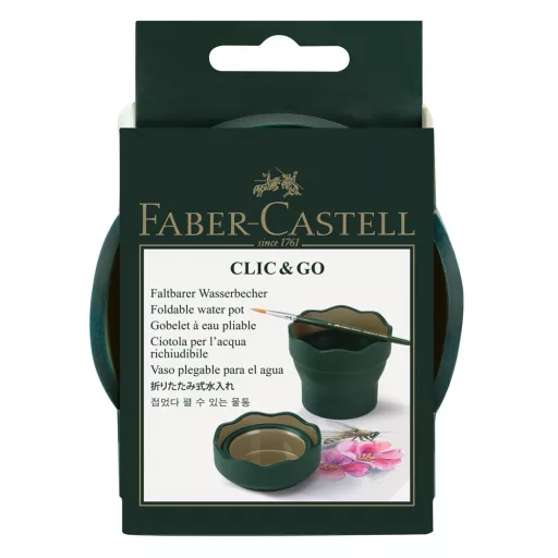 Ecsettál összecsukható mechanizmussal CLIC&GO Faber-Castell sötétzöld