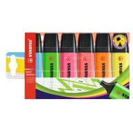   SZÖVEGKIEMELŐ 6-OS KÉSZLET 70/6 VÁGOTT 2-5MM HEGYŰ STABILO BOSS