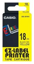 Feliratozógép szalag, 18 mm x 8 m, CASIO, sárga-fekete
