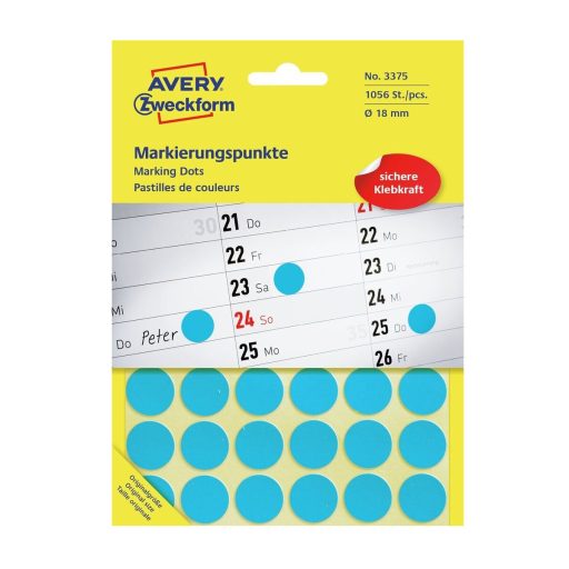 Etikett címke, jelölésre 18 mm, Avery kék, 