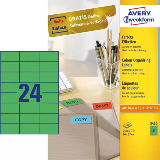 Etikett címke, univerzális 70 x37 mm, Avery zöld 