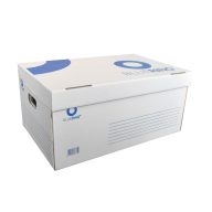   ARCHIVÁLÓ KONTÉNER KARTON 54X36X25CM FEHÉR-KÉK FELFELÉ NYÍLÓ TETŐVEL BLUERING 