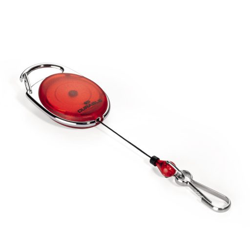 Kihúzható névjegytartó DURABLE WITH SNAP HOOK karabineres piros