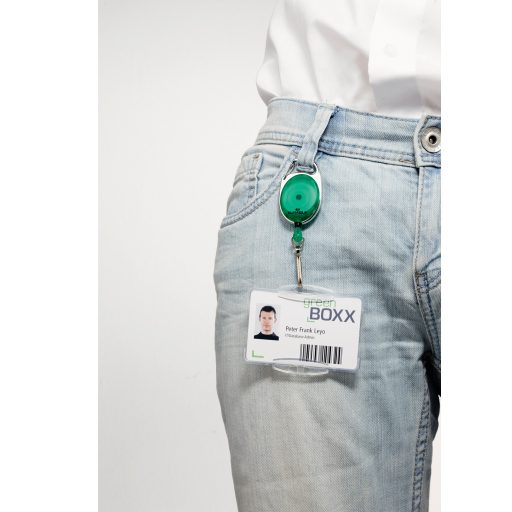 Kihúzható névjegytartó DURABLE WITH SNAP HOOK karabineres zöld