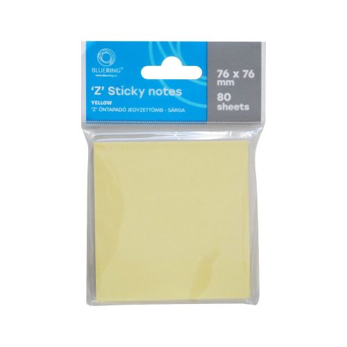 Jegyzettömb 'Z' öntapadó 80 lap 76x76 mm sárga BLUERING