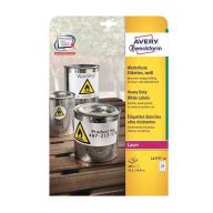   Etikett címke, időjárásálló poliészter, 63,5 x33,9 mm, Avery fehér 