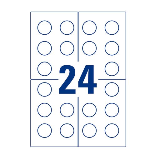 Etikett címke, nyomtatható, eltávolíthatatlan plakettek O30 mm, Avery fehér 