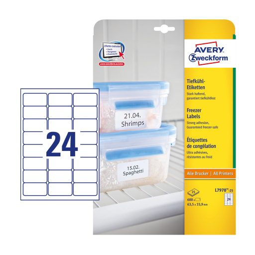 Etikett címke, fagyasztó 63,5 x33,9 mm, Avery 