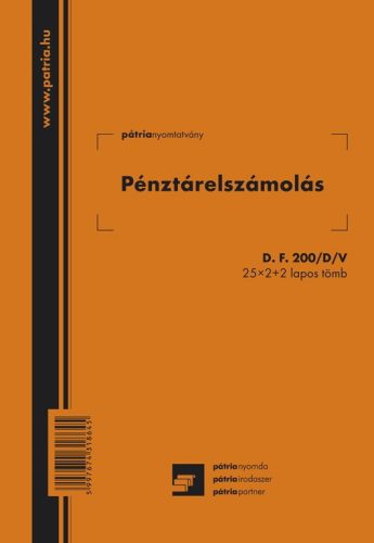 D.F.200/D PÉNZTÁRELSZÁMOLÁS A/5 