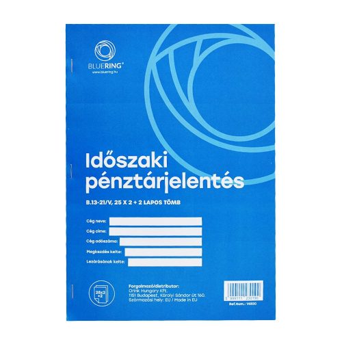 IDŐSZAKI PÉNZTÁRJELENTÉS 25X2+2LAPOS B.13-21/VX 10DB/CSOMAG