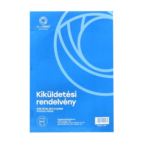 KIKÜLDETÉSI RENDELVÉNY A HIVATALI, ÜZLETI UTAZÁS KÖLTSÉGTÉRÍTÉSHEZ A4 ÁLLÓ 25X2LAPOS B.18-73/UJX 20DB/CS