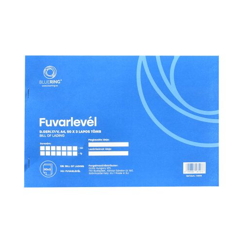 Fuvarlevél A4, 50x3lapos fekvő D.GEPJ.17/V Bluering 10DB/CSOM
