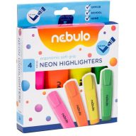 Szövegkiemelő készlet, Nebulo, 4 klf. neon szín