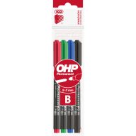   Alkoholos marker készlet, OHP, 2-3 mm, B, ICO, 4 különböző szín